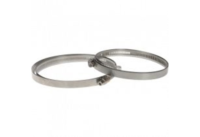 Two metallic TX30 mounting straps, each measuring 0.6 x 57.1 inches, featuring a shiny silver finish and adjustable screw mechanism, packaged as a set of two.