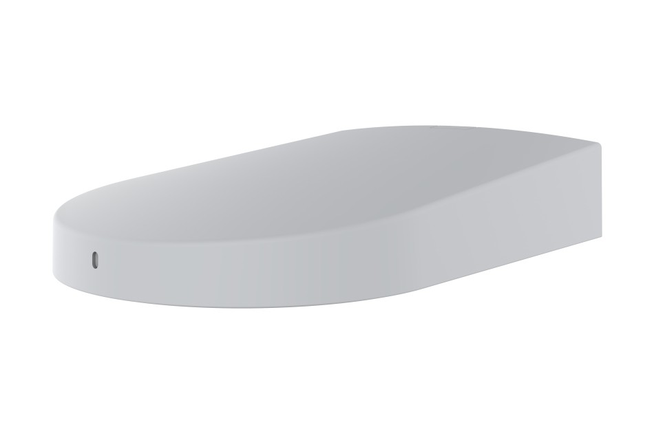Gray, smooth, oval-shaped security camera accessory mount with a small indicator light, designed for easy installation and stability.