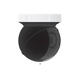 Black dome-shaped security camera cover with a white top, designed for protection and discreet installation, featuring a smooth finish and rounded edges.