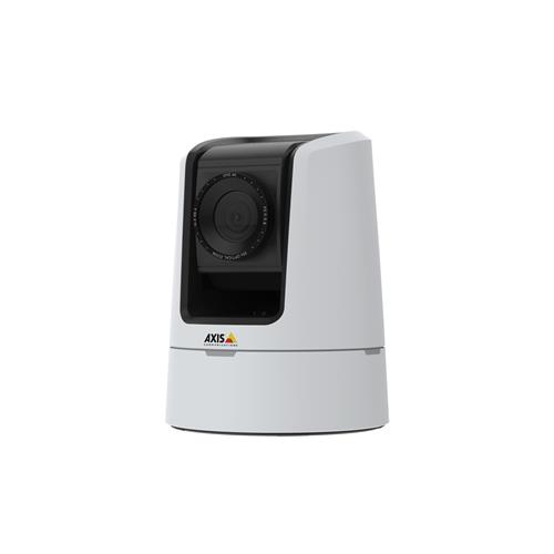 White indoor security camera with a sleek design, featuring a black lens and a rotating base, capable of 3840 x 2160 P resolution, ideal for high-quality surveillance.