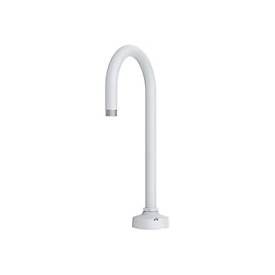 White, curved security camera accessory mount with a sturdy base, designed for easy installation and optimal camera positioning.