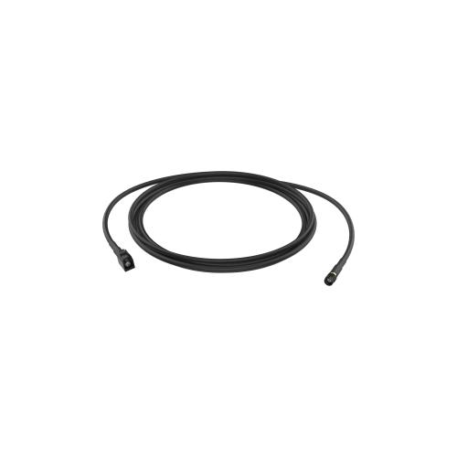Black security camera accessory cable with two connectors at each end, designed for reliable connectivity in surveillance systems.