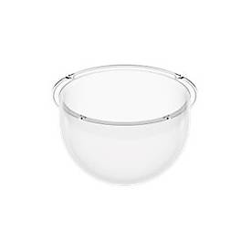 Clear dome cover for security camera accessory, made of durable plastic, featuring a smooth surface and circular shape with a secure attachment mechanism.