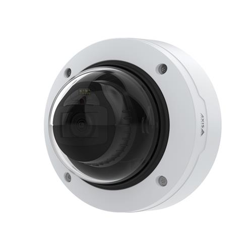 White dome-shaped IP security camera with a black lens, featuring a sleek design and visible mounting screws, suitable for indoor surveillance with high-resolution capability.