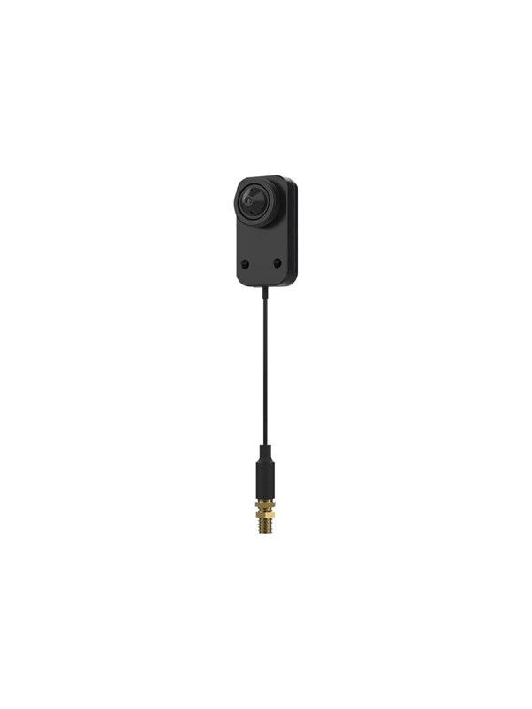 Black AXIS F7225-RE pinhole sensor with a compact design, featuring a circular lens, a cable connector, and mounting holes for easy installation.