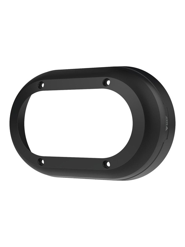Black plastic housing accessory for security cameras, featuring a rounded rectangular shape with mounting holes for installation.