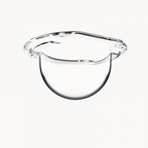 Clear acrylic security camera bubble accessory with a rounded dome shape, designed to protect camera lenses while allowing unobstructed visibility.
