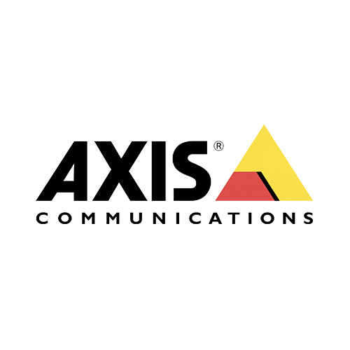 AXIS 02282-001 4K D1110 Video Decoder featuring a sleek black casing with the AXIS logo in bold letters and a colorful triangle design, emphasizing its professional and modern look.