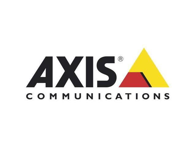 AXIS logo featuring a bold black font for "AXIS" and "COMMUNICATIONS" in a smaller size, accompanied by a red and yellow triangular graphic.