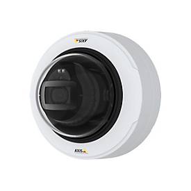 White dome IP security camera with a black lens, featuring a sleek design, suitable for outdoor use, and capable of 3840 x 2160 pixel resolution.