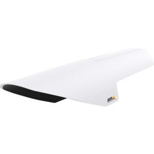 White weather shield with a sleek design, featuring a smooth exterior and a black underside, designed for outdoor protection of equipment by AXIS.