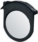 Canon Drop-in Clear Filter A features a round, transparent glass surface encased in a black, durable plastic frame with a simple, functional design.