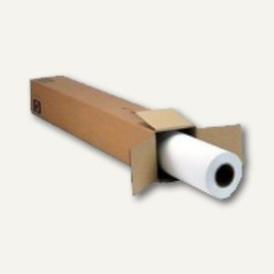 Canon Glossy 170g/m² 36" photo paper in a cardboard box, featuring a rolled white glossy sheet partially visible from the open end.