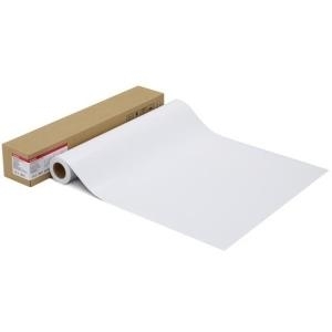 Canon Pro Premium Matte photo paper in a roll, featuring a smooth, white finish, packaged in a brown cardboard box with product details visible on the label.