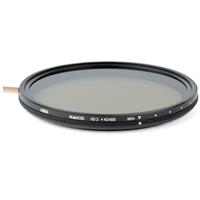 Cokin 62mm Nuances Vari ND2-400 filter featuring a sleek black metal frame with a smooth, darkened glass surface and adjustable density markings along the edge.