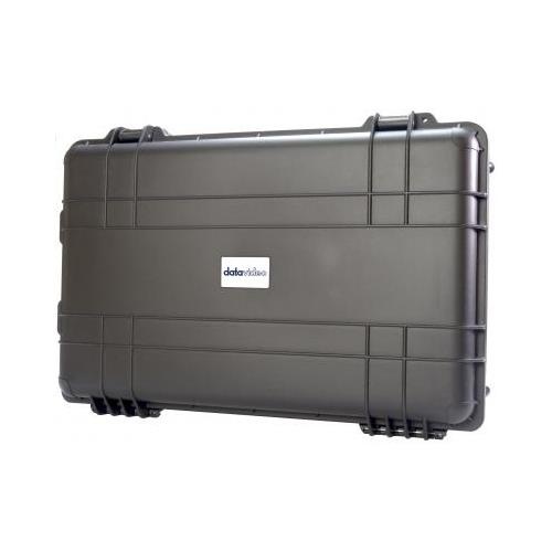 Black DataVideo HC-800 equipment trolley case with a sturdy exterior, reinforced corners, and a logo label, designed for secure transport of gear.