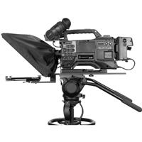 Datavideo TP-650 teleprompter package features a sleek black design, adjustable mount for iPad and Android tablets, and a sturdy tripod base for stability during use.