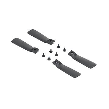 Black DJI Flip Propellers (pair) made of durable plastic, featuring a sleek design with four blades and accompanying screws for secure attachment.
