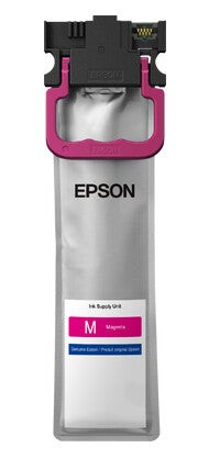 Original Epson C13T13L340 magenta ink cartridge with a high yield, featuring a silver body and a bright magenta top, labeled with "M" for magenta and the Epson logo.