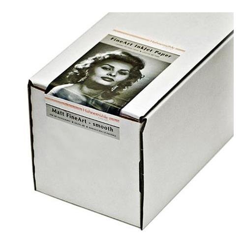 White box containing Hahnemuehle Photo Rag 188 fine art inkjet paper, labeled with a black and white photo of a woman and details about the paper's smooth, matte finish.