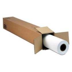 HP Universal Bond Inkjet Plotter Paper roll in a cardboard box, measuring 841mm x 91.4m, features a white, 80gsm paper ideal for printing plans and designs.