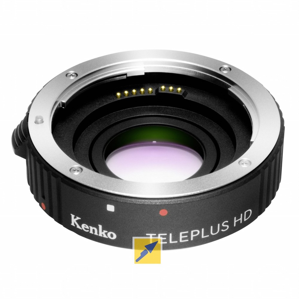 Kenko TELEPLUS HD 1.4x DGX Nikon F is a black teleconverter with a silver metal ring, featuring electronic contacts and a smooth lens mount for enhanced telephoto capabilities.
