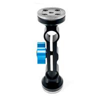 Kondor Blue 15mm ARRI Rosette Dual Rod Clamp in black aluminum with a silver top plate and a distinctive blue adjustment knob, featuring multiple mounting holes.