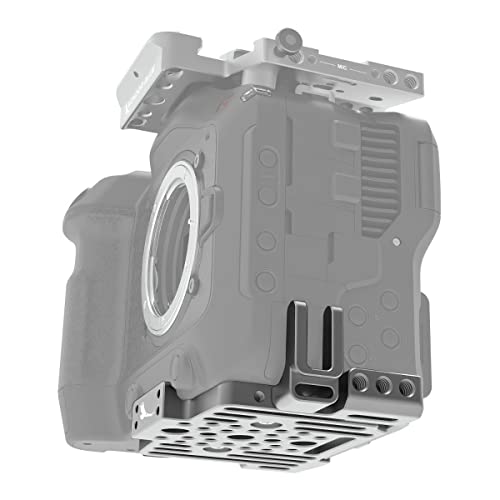 Kondor Blue Canon C70 Bottom Plate in black aluminum, featuring multiple mounting points, a textured grip area, and a cutout for easy access to camera ports.