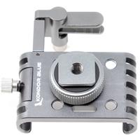 Kondor Blue T5/T7 SSD holder in metallic gray, featuring a sturdy design with a quick-release clamp and multiple mounting holes for BMPCC 4K/6K and Z Cam cages.