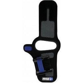 Black left-hand integrated trigger strap with a textured surface and blue accents, designed for comfort and stability, sold in a pack of four.