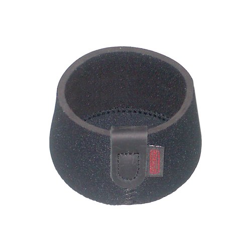 Black OpTech Hood Hat, small size 3.5", made of soft neoprene material with a smooth interior and a secure strap featuring a red logo tag.