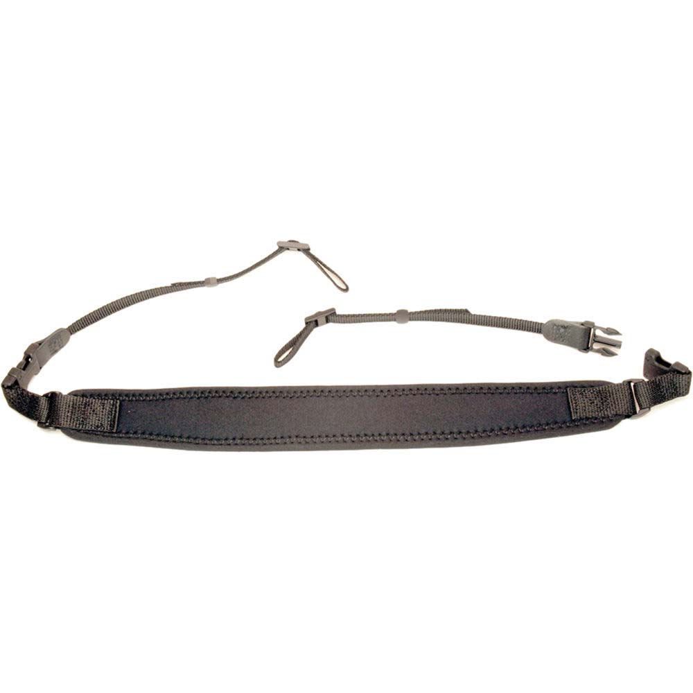 Multicoloured OP/TECH USA strap made of leather, neoprene, and nylon, featuring adjustable ends and a padded center for comfort.