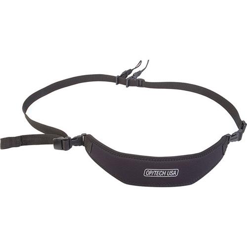 Black OpTech Utility Strap Sling XL features a padded, adjustable design with quick-adjust clips for easy attachment, ensuring comfort and stability for carrying equipment.