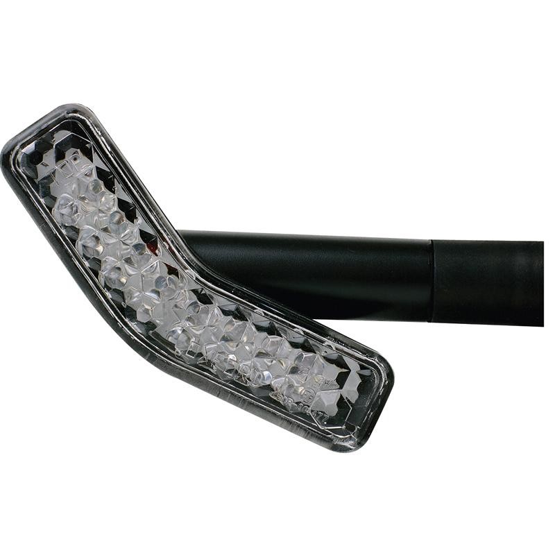 Oxford Eyeshot LEDicators Galileo features a sleek black arm with a clear, diamond-patterned LED light section, designed for visibility and safety.