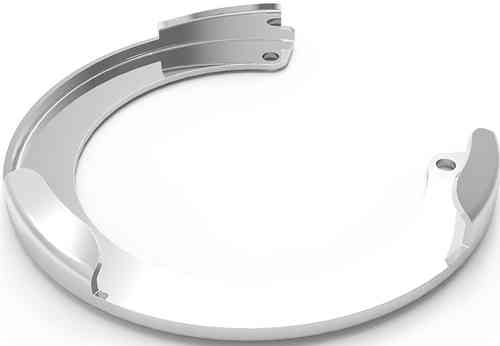Silver, circular tank bag mounting ring by Oxford, featuring a smooth, durable finish and precision cutouts for secure attachment to motorcycle tanks.