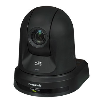Black dome-shaped IP security camera with a lens on the front, featuring a sleek design and Panasonic branding, designed for indoor use with 1920 x 1080 pixel resolution.