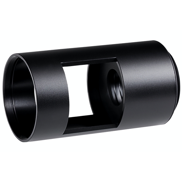 Black metal eyepiece tube with a 47mm threaded end and a rectangular cutout for viewing, designed for use with spotting scopes.