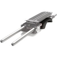 Black and silver SHAPE BP-0100 camera mounting accessory featuring two metal rods, a textured grip area, and a sliding plate for adjustable camera positioning.