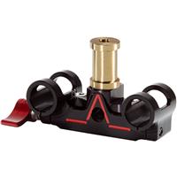 Black and red SHAPE ICONBLOC camera mounting accessory featuring a brass mounting post and two circular clamps for secure attachment.