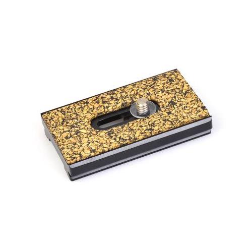 Black Slik 6502 tripod head plate featuring a textured gold surface, a central mounting screw, and a slot for secure attachment to camera equipment.