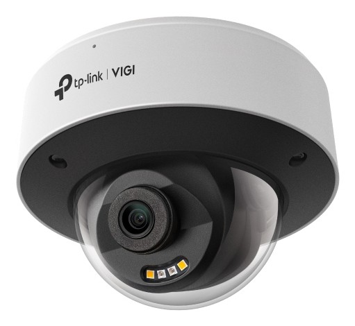 TP-Link InSight S285 outdoor dome IP security camera features a sleek white and black design, a clear dome cover, and a high-resolution lens with LED indicators.