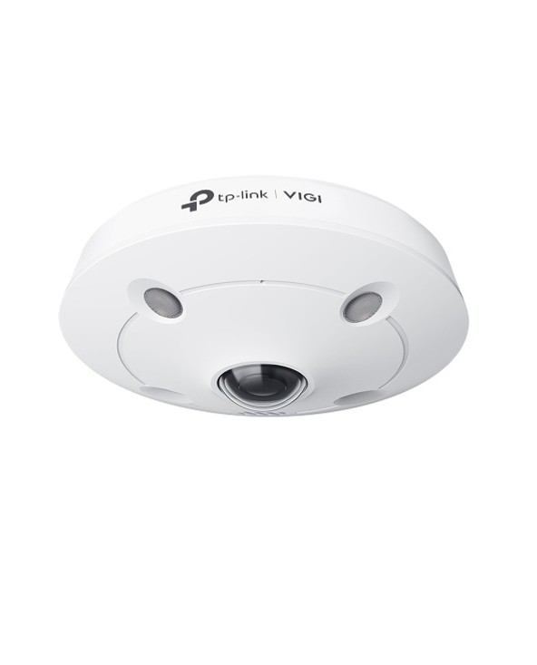 White circular TP-Link InSight S655I IP security camera with a sleek design, featuring a single lens and multiple mounting holes for easy installation.