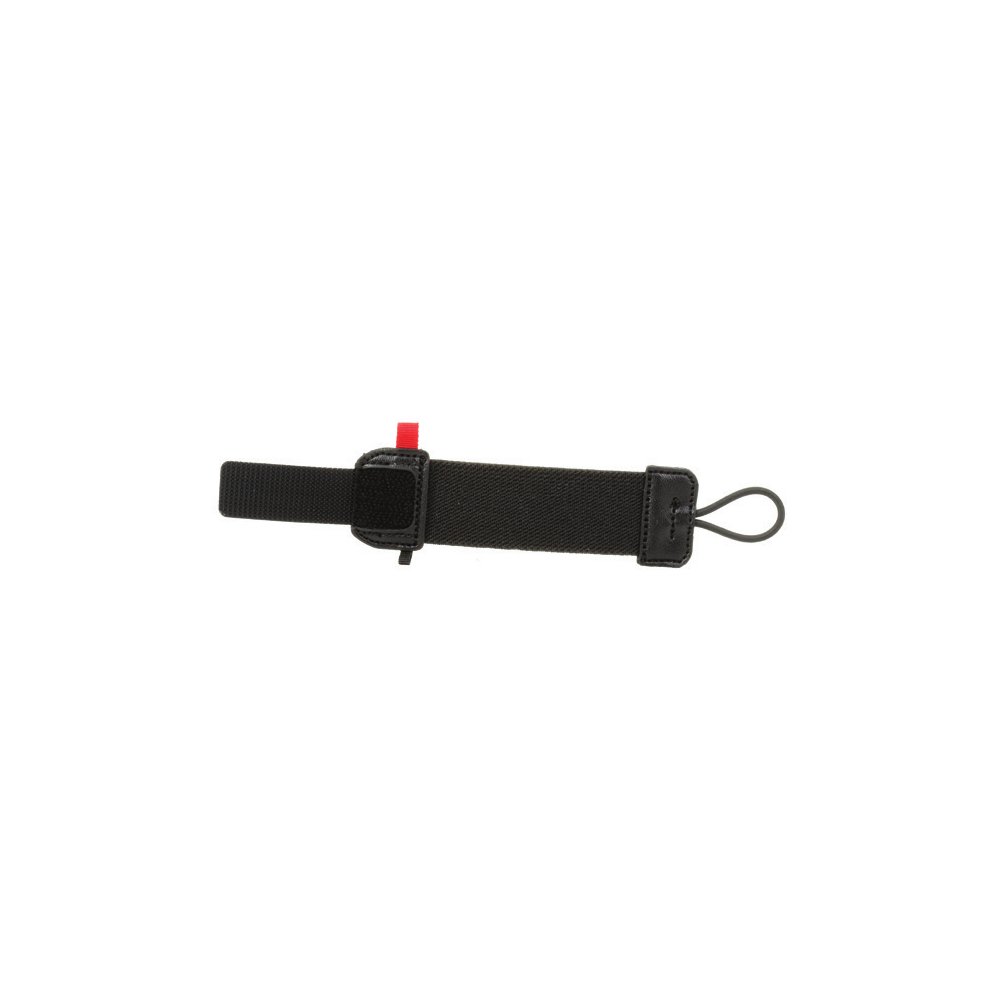 Black strap for handheld mobile computer, made of durable material, featuring an adjustable buckle and a loop for secure attachment.