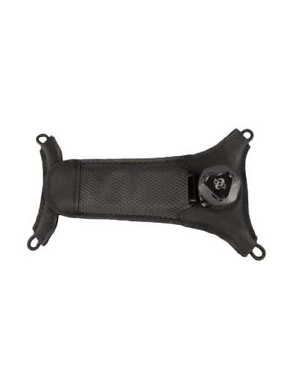 Black mounting kit featuring a textured surface, adjustable straps, and a central knob for secure attachment, designed for use with Zebra devices.