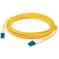 Yellow 5m fibre optic cable with blue LC connectors by AddOn Networks.