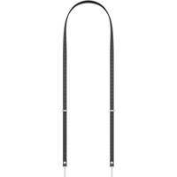 Black Apple crossbody strap, sleek design with adjustable length and metal clasps at both ends.