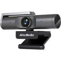 AVerMedia PW515 black webcam with 4K resolution, cylindrical design, and adjustable clip mount.