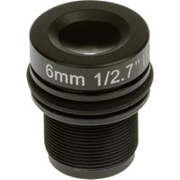 Black Axis 01960-001 security camera lens, 6mm 1/2.7" with threaded base and smooth top.
