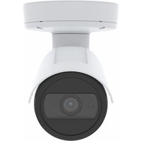 White Axis bullet IP security camera with black lens, 1920x1080 pixels, suitable for indoor and outdoor wall mounting.