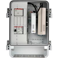 Gray Axis 5505-431 security camera housing with multiple compartments and wiring slots.